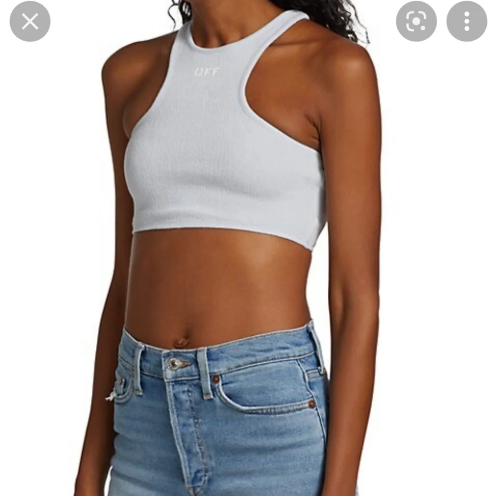 Off-White Ribbed Rowing Cropped Light Blue Top - Picture 3 of 9